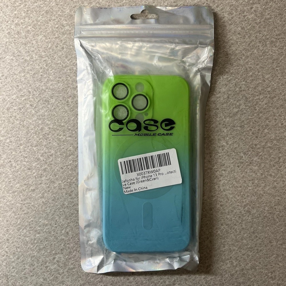 iPhone 13 Pro Silicone Case, Camera Lens Cover Green Blue‎
